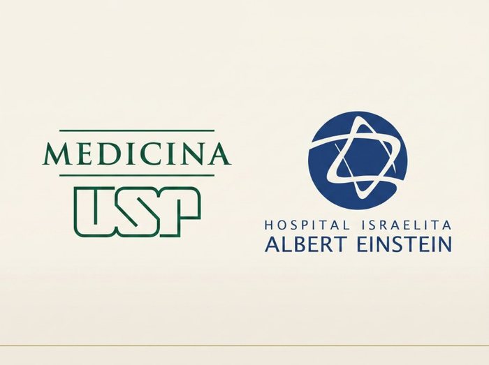 Logos da Faculdade de Medicina da USP e do Hospital Israelita Albert Einstein